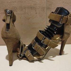 Olive Stiletto Sandals